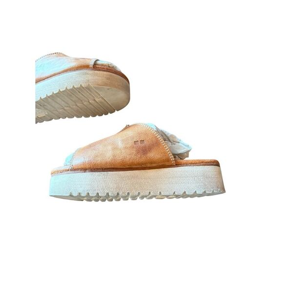 Bed Stue Fairlee Platform Rustic Brown Leather Slides Women's Size 6 - Picture 3 of 12